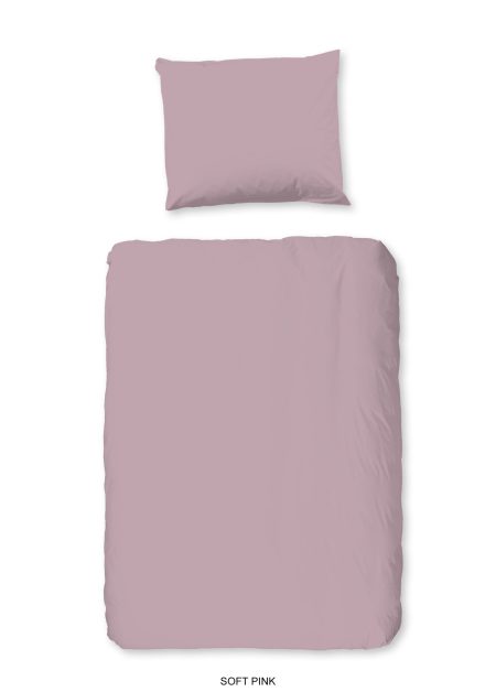 Good Morning Peuter dekbedovertrek "uni dessin" - Roze - (120x150 cm) - Katoen