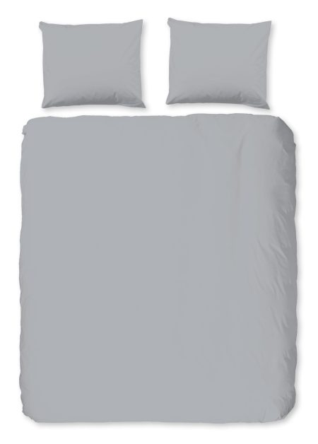 Good Morning Dekbedovertrek "uni dessin" - Zilver - (200x200/220 cm) - Katoen Flanel