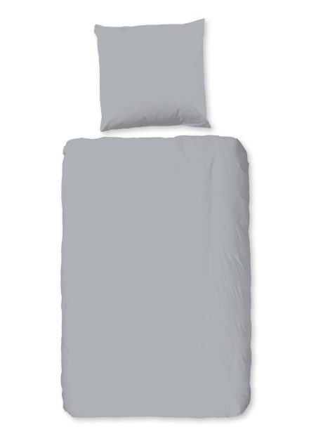 Good Morning Dekbedovertrek "uni dessin" - Zilver - (135x200 cm) - Katoen Flanel