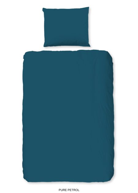 Pure Dekbedovertrek "uni dessin" - Petrol - (140x200/220 cm) - Microfiber