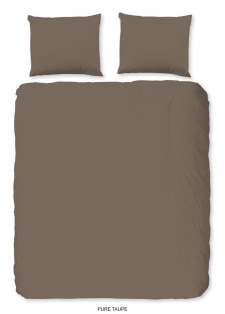 Pure Dekbedovertrek "uni dessin" - Taupe - (200x200/220 cm) - Microfiber