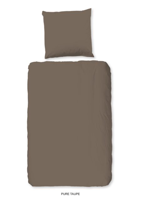 Pure Dekbedovertrek "uni dessin" - Taupe - (135x200 cm) - Microfiber