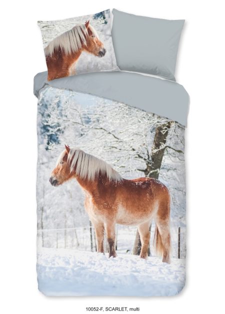 Good Morning Kinderdekbedovertrek "haflinger paard in de sneeuw" - Multi - (140x200/220 cm) - Katoen Flanel