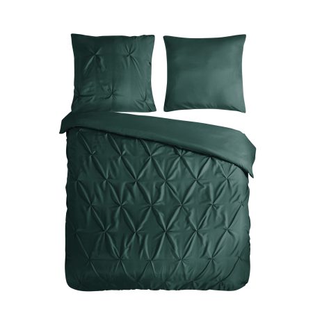 Pure Dekbedovertrek "luxe stiksel plooien" - Groen - (240x200/220 cm) - Microfiber