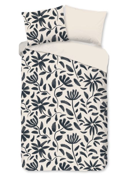 Good Morning Dekbedovertrek "getekende bloemen" - Wit - (140x200/220 cm) - Katoen