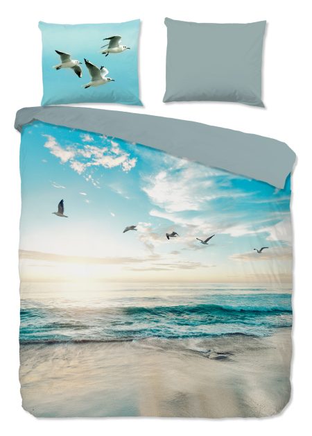 Good Morning Dekbedovertrek "strand/ zee" - Aqua - (200x200/220 cm) - Katoen