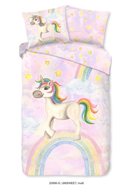 Good Morning Kinderdekbedovertrek "eenhoorn en regenboog" - Multi - (140x200/220 cm) - Katoen