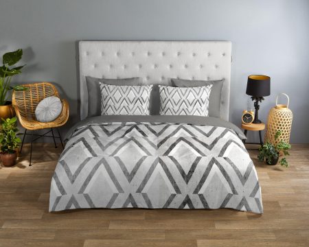 Good Morning Dekbedovertrek "grafische print" - Grijs - (200x200/220 cm) - Katoen