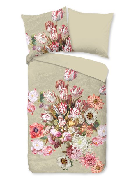Good Morning Dekbedovertrek "bloemen" - Zand - (135x200 cm) - Katoen