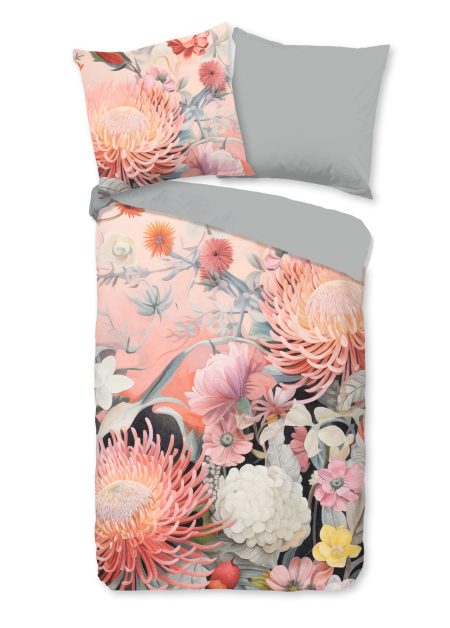 Good Morning Dekbedovertrek "bloemen" - Roze - (135x200 cm) - Katoen