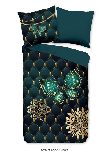 Pure Dekbedovertrek "vlinder" - Petrol - (135x200 cm) - Microfiber