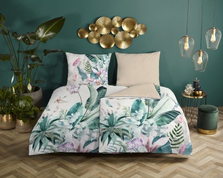 Descanso Dekbedovertrek "jungleprint" - Multi - (135x200 cm) - Biologisch Katoen satijn