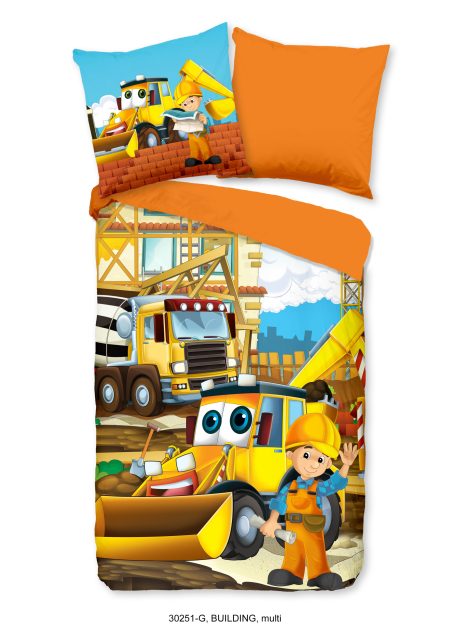 Good Morning Kinderdekbedovertrek "graafmachine" - Multi - (135x200 cm) - Katoen