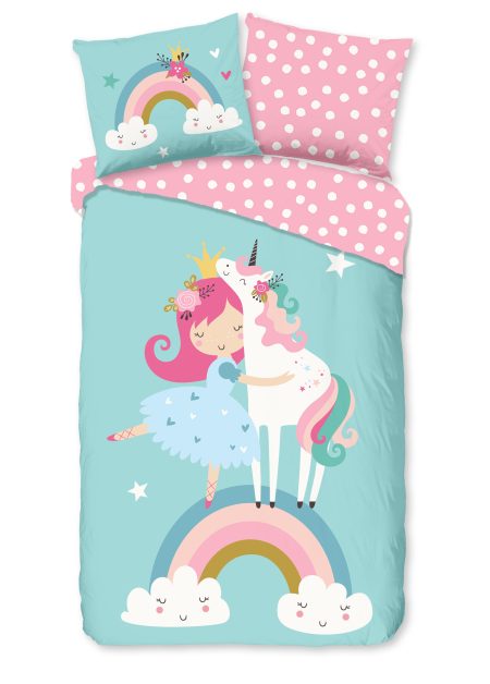 Good Morning Kinderdekbedovertrek "eenhoorn met regenboog" - Multi - (140x200/220 cm) - Katoen