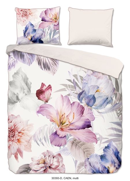 Descanso Dekbedovertrek "bloemen" - Multi - (240x200/220 cm) - Biologisch Katoen satijn