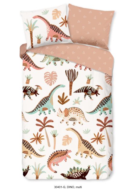 Good Morning Kinderdekbedovertrek "dinosaurussen" - Multi - (140x200/220 cm) - Katoen