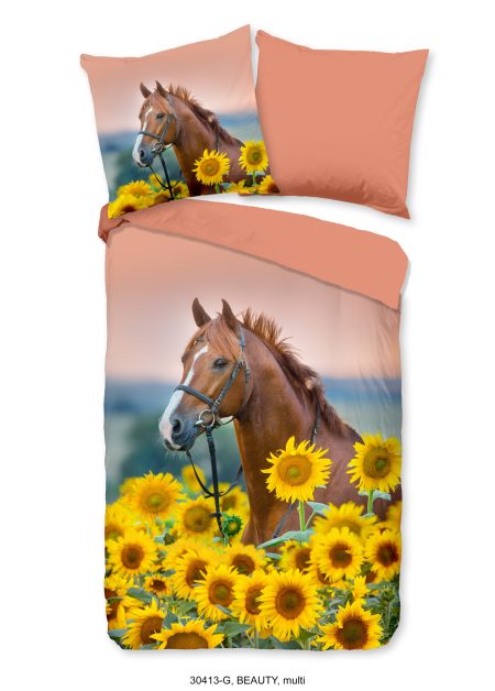 Good Morning Kinderdekbedovertrek "paard met zonnebloemen" - Multi - (135x200 cm) - Katoen