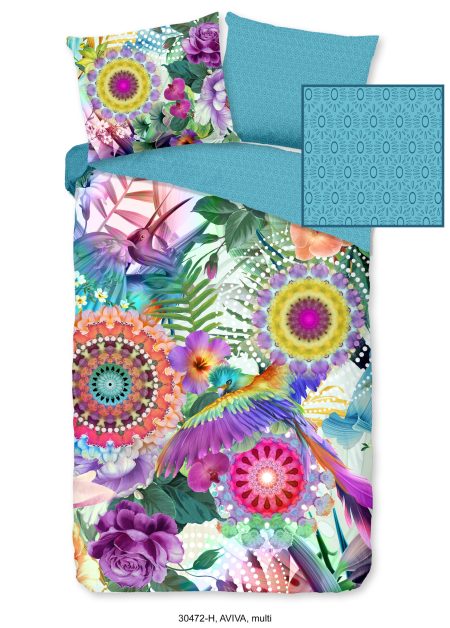 HIP Dekbedovertrek "mandala's, bloemen en vogels" - Multi - (135x200 cm) - Katoen Satijn