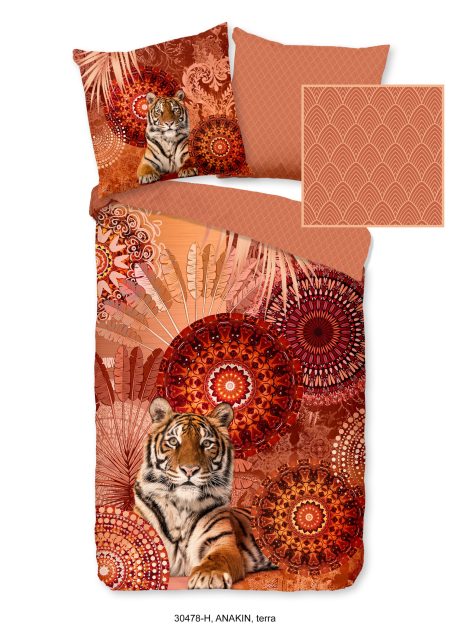 HIP Dekbedovertrek "mandala's en een tijer" - Terra - (135x200 cm) - Katoen Satijn