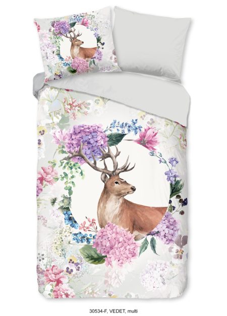 Good Morning Dekbedovertrek "Hert" - Grijs - (140x200/220 cm) - Katoen Flanel