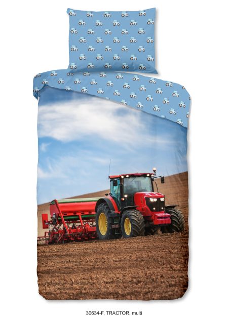 Good Morning Dekbedovertrek "tractor" - Multi - (140x200 cm) - Katoen Flanel