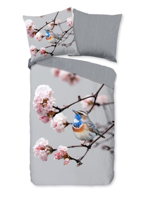 Pure Dekbedovertrek "blauwborst vogel" - Grijs - (135x200 cm) - Microfiber
