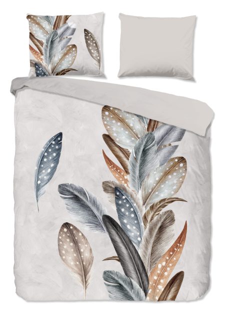 Good Morning Dekbedovertrek "veren" - Zand - (200x200/220 cm) - Katoen Flanel