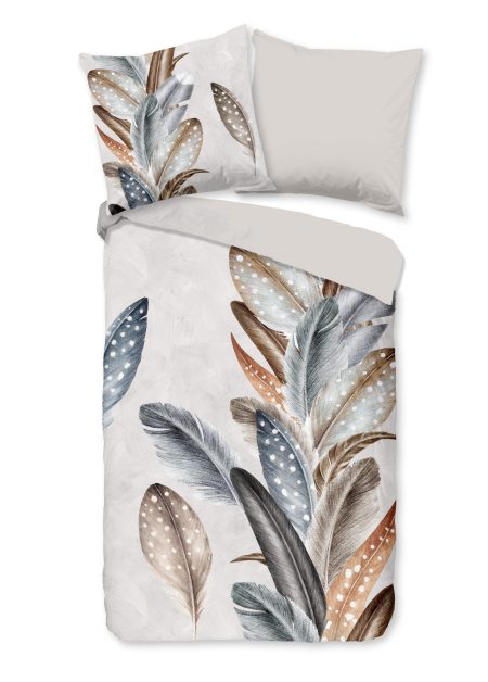 Good Morning Dekbedovertrek "veren" - Zand - (135x200 cm) - Katoen Flanel