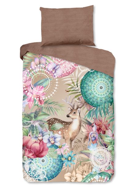HIP Dekbedovertrek "mandala's en een hert" - Multi - (140x200 cm) - Katoen Flanel