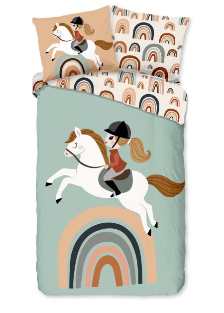 Good Morning Kinderdekbedovertrek "paard en regenboog" - Multi - (140x200/220 cm) - Katoen