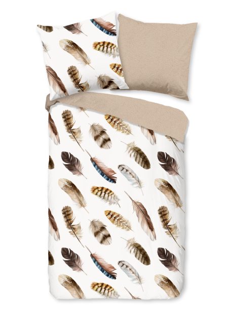 Good Morning Dekbedovertrek "veren" - Zand - (135x200 cm) - Katoen
