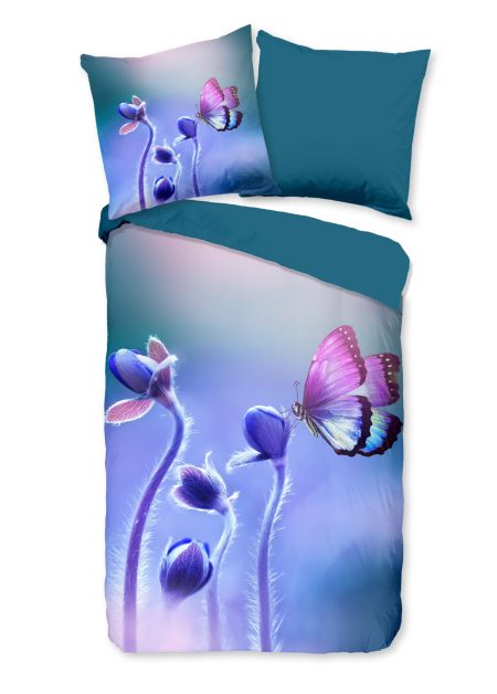 Pure Dekbedovertrek "bloemen en een vlinder" - Multi - (135x200 cm) - Microfiber