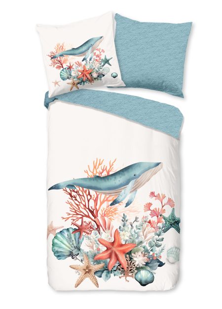 Good Morning Dekbedovertrek "maritiem/ zee thema" - Wit - (135x200 cm) - Katoen