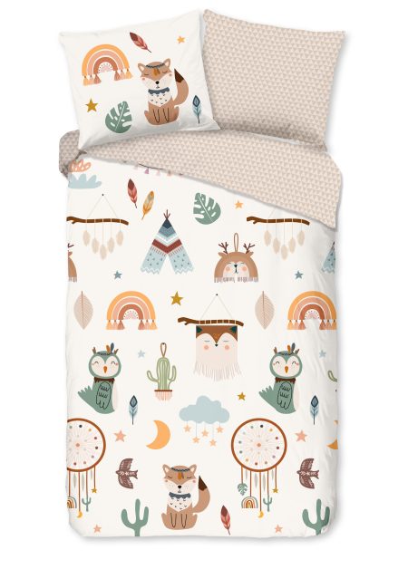 Good Morning Kinderdekbedovertrek "tipi-tenten / boho" - Zand - (140x200/220 cm) - Katoen