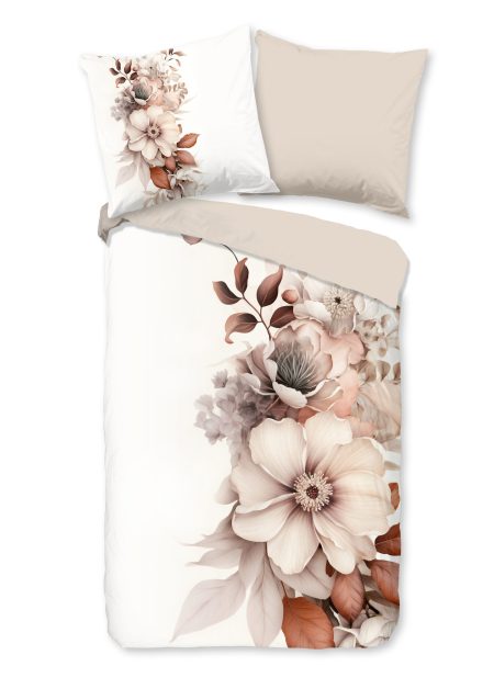 Good Morning Dekbedovertrek "bloemen/ rustig" - Ecru - (135x200 cm) - Katoen