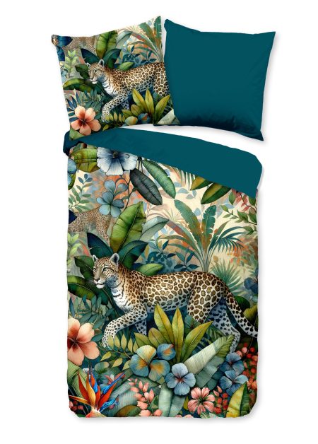Pure Dekbedovertrek "luipaard met bladeren" - Multi - (135x200 cm) - Microfiber