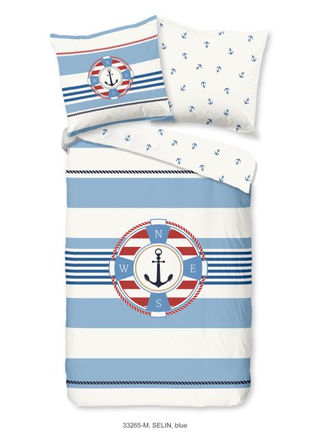 Pure Dekbedovertrek "redingsboei en anker in nautische stijl" - Blauw - (135x200 cm) - Microfiber