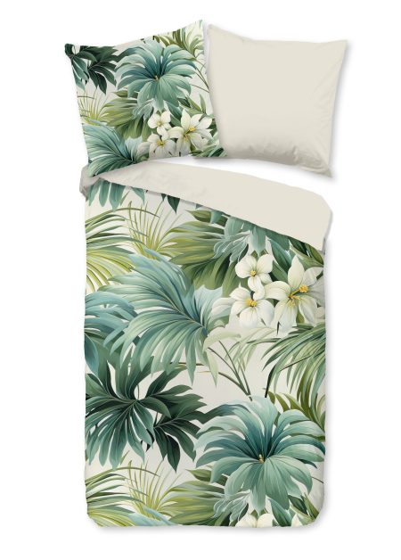 Pure Dekbedovertrek "bladeren en bloemen" - Groen - (135x200 cm) - Microfiber