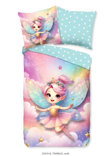 Good Morning Kinderdekbedovertrek "fee met regenboogvleugels" - Multi - (135x200 cm) - Katoen