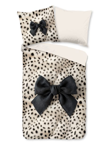 Pure Dekbedovertrek "luipaardprint met strik" - Wit - (135x200 cm) - Microfiber