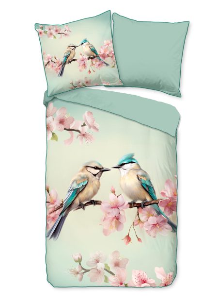 Descanso Dekbedovertrek "" - Mint - (135x200 cm) - Katoen Satijn