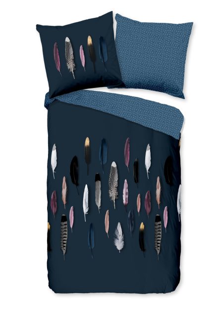 Good Morning Dekbedovertrek "veren" - Blauw - (135x200 cm) - Katoen