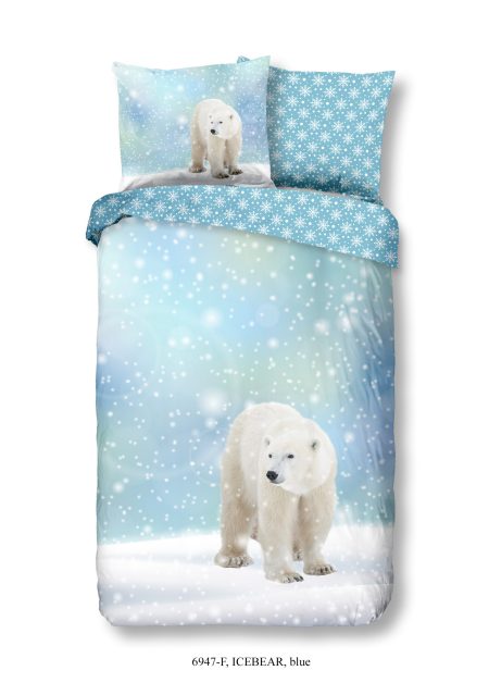 Good Morning Kinderdekbedovertrek "ijsbeer in de sneeuw" - Blauw - (140x200/220 cm) - Katoen Flanel