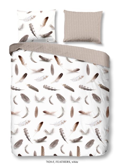 Good Morning Dekbedovertrek "veren" - Wit - (140x200/220 cm) - Katoen Flanel