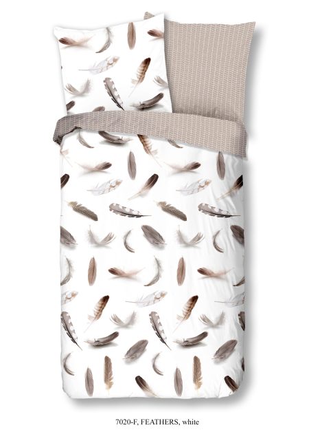 Good Morning Dekbedovertrek "veren" - Wit - (135x200 cm) - Katoen Flanel