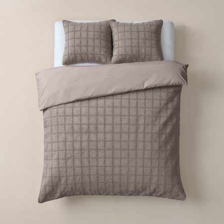 Sleeptime Faux Fur Check Taupe 240x200/220 cm