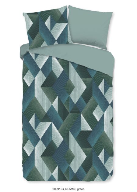 Good Morning Dekbedovertrek "grafische print" - Groen - (140x200/220 cm) - Katoen