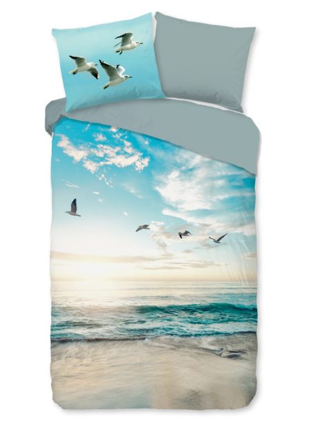 Good Morning Dekbedovertrek "strand/ zee" - Aqua - (140x200/220 cm) - Katoen
