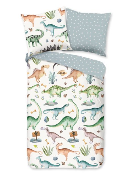 Good Morning Kinderdekbedovertrek "dinosaurussen" - Multi - (135x200 cm) - Katoen Flanel