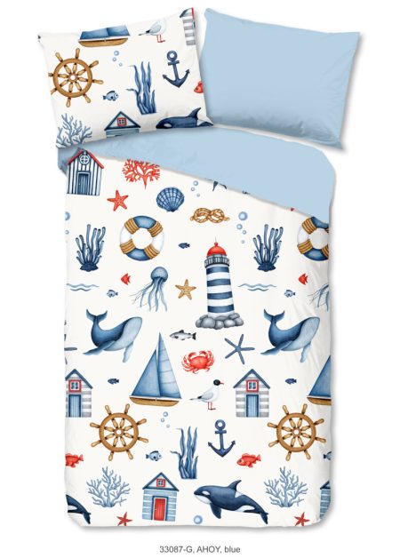 Good Morning Kinderdekbedovertrek "maritiem" - Blauw - (140x200 cm) - Katoen